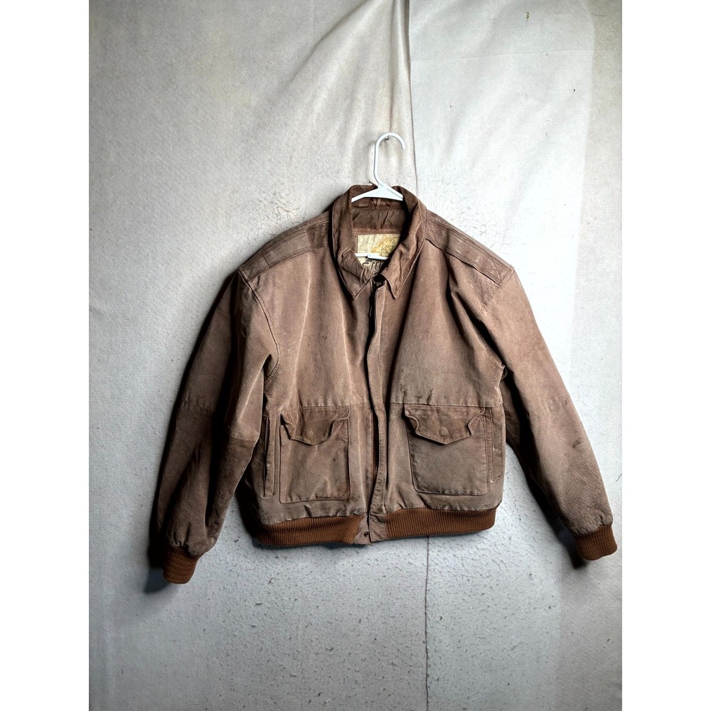 Vintage G III Leather Fashions Bomber Jacket Mens Large Brown Collared Full Zip